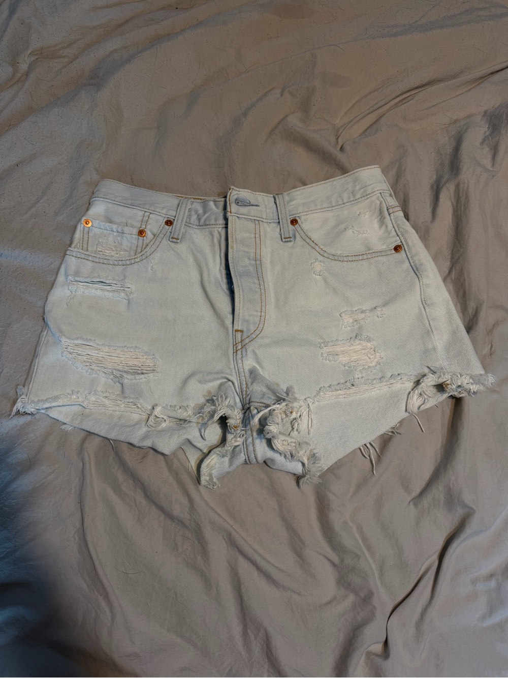 Signature by Levi Strauss Light Wash Distressed Denim Shorts